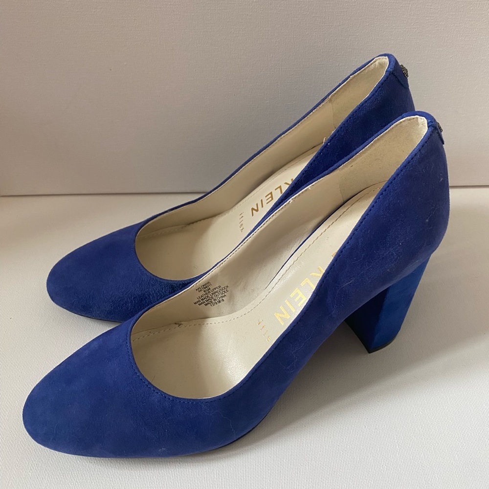 Blue suede, Anne Klein heels, 8.5